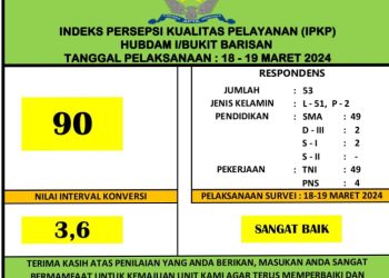 INDEX SURVAI HASIL IPAK DAN IPKP TRIWULAN I HUBDAM I/BUKIT BARISAN