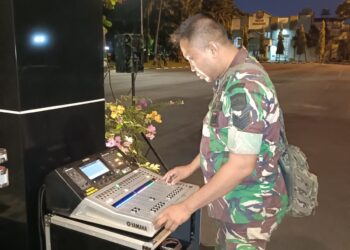 Personel Denhubdam I/BB Laksanakan Dukungan Sound System dalam rangka Apel Komandan Satuan Sejajaran Kodam I/BB